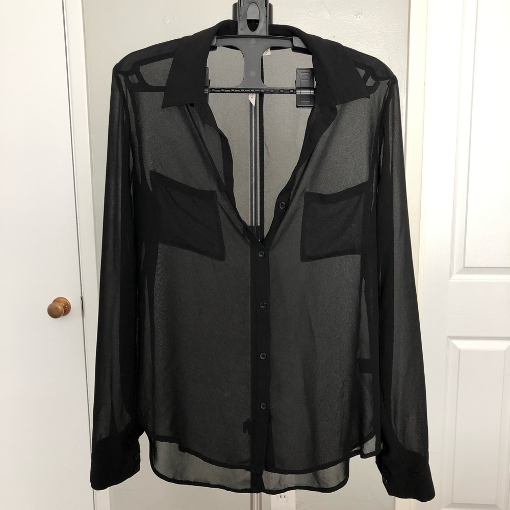 Black sheer long sleeve blouse Bellatrix, small